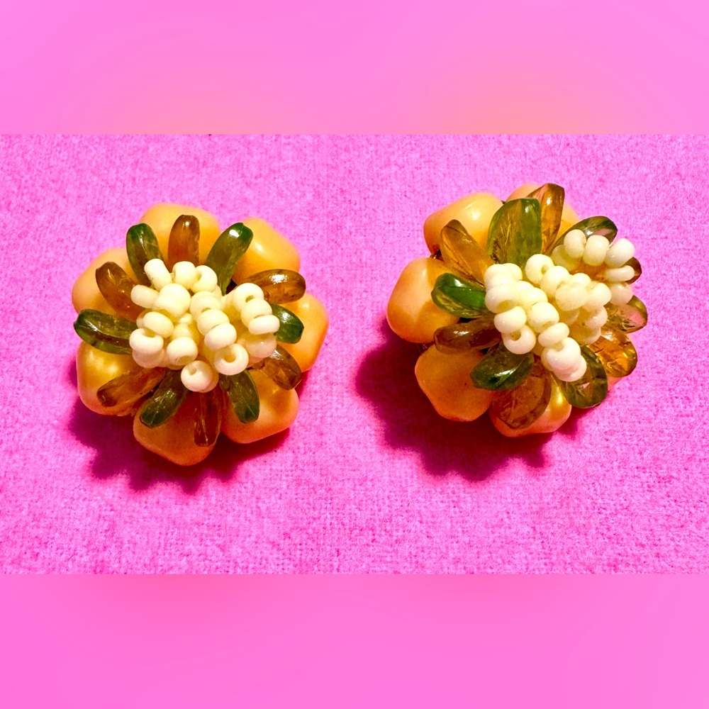 Vintage lucite clip on earrings. Signed W Germany.